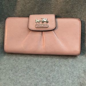 Coach light pink leather wallet